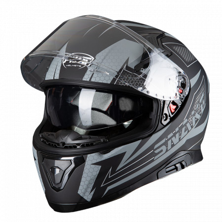 PILOT - Casca Full-face SNAKE (cu ochelari soare) - gri mat, L