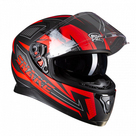 PILOT - Casca Full-face SNAKE (cu ochelari soare) - negru mat / rosu, XL
