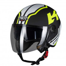 PILOT - Casca Open-face FAZER (sun visor) - S, negru / galben fluo [bicolor]