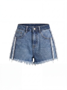 Pantaloni scurți din denim cu franjuri laterale - Img 5