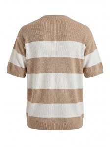 Tricou tricotat oversized în dungi bej - Img 6