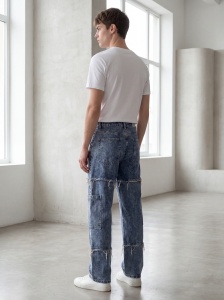Blugi cargo loose fit cu detalii destrămate - Img 2