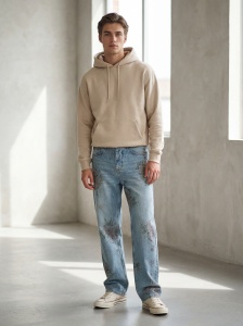 Blugi relaxed fit din denim cu imprimeu floral - Img 2
