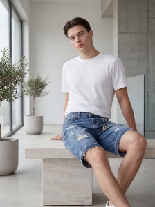 Pantaloni scurți din denim cu efect destroyed - Img 3