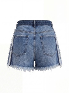 Pantaloni scurți din denim cu franjuri laterale - Img 6