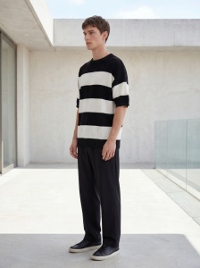 Tricou tricotat oversized în dungi alb-negru - Img 3