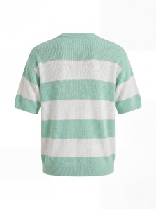 Tricou tricotat oversized în dungi verde mentă și crem - Img 6