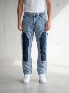 Blugi carpenter din denim în două tonuri - Img 2