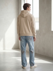 Blugi relaxed fit din denim cu imprimeu floral - Img 3