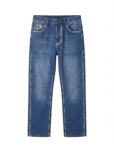 Blugi straight fit cu detalii decorative - Img 5