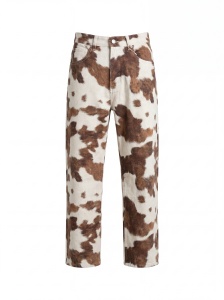 Blugi straight fit cu imprimeu Cow Print - Img 5