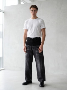 Blugi wide leg în două tonuri de denim - Img 2