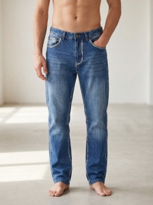 Blugi straight fit cu detalii decorative - Img 2