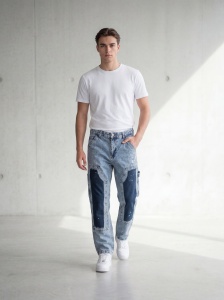 Blugi carpenter din denim în două tonuri - Img 4
