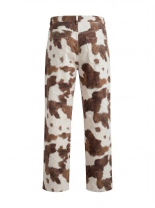 Blugi straight fit cu imprimeu Cow Print - Img 6