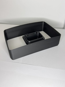 Extensie rezervor cafea boabe De'Longhi Magnifica S neagră, vedere de sus cu adaptor pentru compartimentul de cafea măcinată