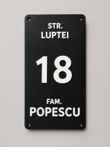 Numar de casa cu numele de familie POPESCU și strada Luptei, 14x30 cm vedere produs