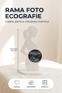 Statuetă Gravidă cu Ramă pentru Poza de Ecografie - Cadou pentru Viitoarea Mămică
