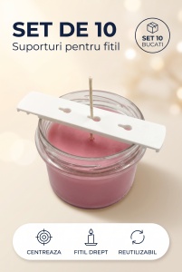 Suport Centrare Fitil pentru Turnarea Lumânărilor - Set de 10, Reutilizabil