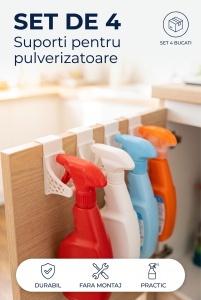 Suport Sticle cu Pulverizator, Fără Găurire - Se Agată Direct pe Ușa Dulapului