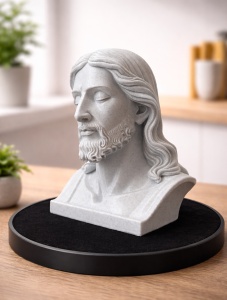 Bust Iisus Hristos - Sculptură Decorativă cu Efect de Marmură - 15 cm
