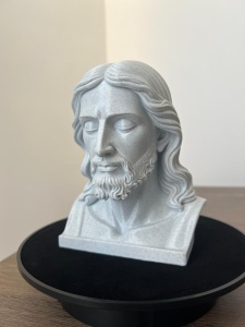 Bust Iisus Hristos vedere laterală cu detalii păr și barbă