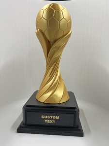 Cupă fotbal cu text personalizat CUSTOM TEXT pe plăcuță aurie
