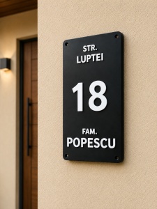 Numar de Casă cu Numele de Familie Personalizat - Tăbliță 14x30 cm