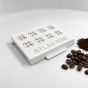 Capac rezervor boabe cafea Philips - vedere de sus pe fundal alb, cu model perforat și logo Atlas KDR - Alb