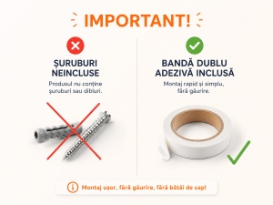 Suport role bucătărie - vedere laterală cu placă de montaj