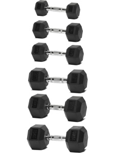 Dumbbell rubberised HEX Pro - 7 kg