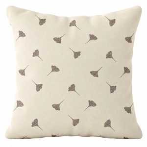 Față de pernă decorativă 43x43 cm cu frunze ginkgo, bej