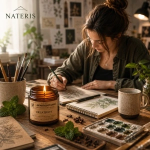 Lumânare aromaterapie Creativitate, ceară de soia, mentă și cuișoare, 200 g, ardere până la 40 ore - Img 6
