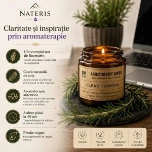 Lumânare aromaterapie Gândire Clară, ceară de soia, rozmarin, 200 g, ardere până la 40 ore - Img 4