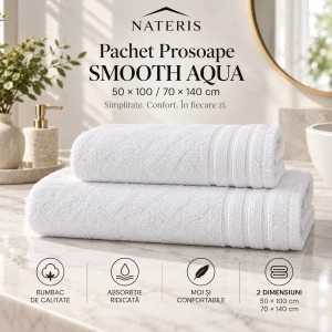 Pachet Prosoape SMOOTH AQUA 50×100 / 70×140 cm