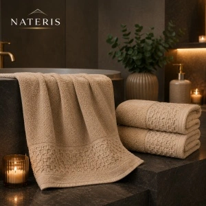 Set 2 prosoape baie Solano, 100% bumbac, 70x140 cm, 450 GSM, OEKO-TEX, cappuccino - Img 6