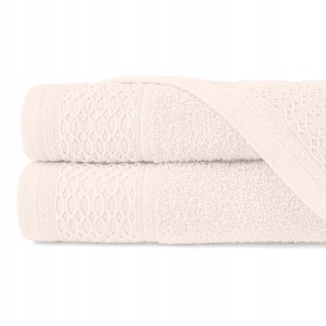 Set 2 prosoape baie Solano, 100% bumbac natural, 70x140 cm, absorbție rapidă, textură delicată, prosop premium pentru baie, bordură decorativă elegantă, certificat OEKO-TEX, crem