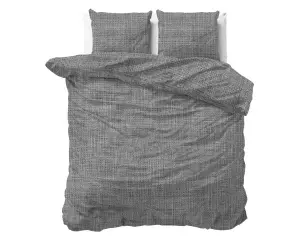 Set lenjerie de pat Sleeptime Pure Vintage 200x220 cm, 100% bumbac, 3 piese, închidere cu capse, antracit - Img 4