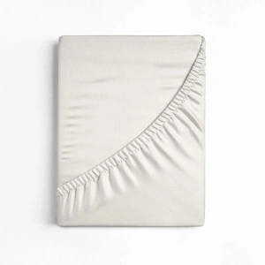 Cearșaf cu elastic 160x200 cm, 100% bumbac, pentru saltea și boxspring, crem