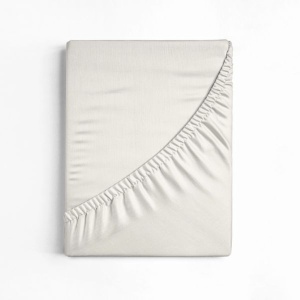 Cearșaf cu elastic 160x200 cm, 100% bumbac premium, pentru saltea și boxspring, proprietăți anti-alergice și anti-acarieni, colț 30 cm, material moale și respirabil, crem