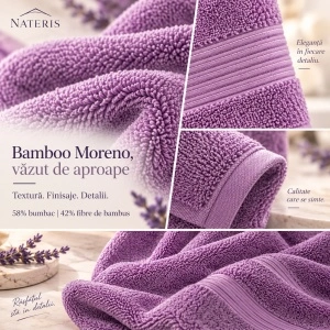 Set 2 prosoape baie Nateris Bamboo Moreno, 70x140 cm, 500 g/m², lavandă - Img 6