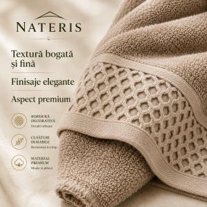 Set 2 prosoape baie Solano, 100% bumbac, 70x140 cm, 450 GSM, bej - Img 2