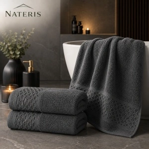Set 2 prosoape baie Solano, 100% bumbac, 70x140 cm, 450 GSM, gri antracit - Img 6