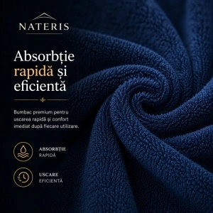 Set 2 prosoape baie Solano, 100% bumbac, 70x140 cm, 450 GSM, OEKO-TEX, bleumarin - Img 3