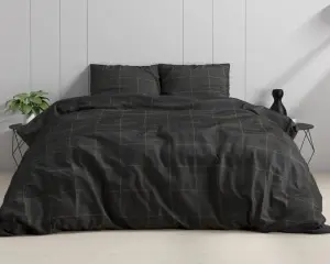 Set lenjerie de pat 200x220 cm, 100% bumbac satinat, 3 piese, gri antracit