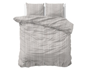 Set lenjerie de pat din bumbac 100%, 200 x 220 cm, set cu 2 fețe de pernă 60 x 70 cm, antiacarieni, antialergică, respirabilă, închidere cu capse, taupe - Img 2