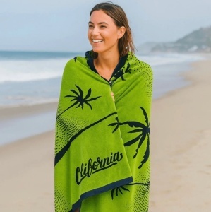 Prosop de plajă California Celadon, 100x160 cm, 380 GSM, bumbac egiptean premium, absorbție ridicată, uscare rapidă, prosop pentru plajă, piscină, spa și vacanță, verde