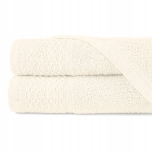Set 2 prosoape baie premium Solano, 100% bumbac natural, 70x140 cm, absorbție rapidă, prosop moale și delicat, textură elegantă, bordură decorativă, certificat OEKO-TEX, ecru