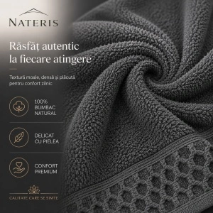 Set 2 prosoape baie Solano, 100% bumbac, 70x140 cm, 450 GSM, gri antracit - Img 5