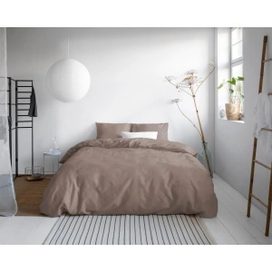 Set lenjerie de pat, 240x220 cm, 2 fețe de pernă 60x70 cm, 100% bumbac satinat, anti-alergic, închidere cu capse, bej - Img 4